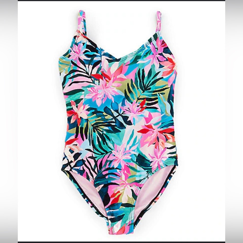 Raisins Big Girls Tropical Floral Printed One-Piece Swimsuit size: 10 NWT